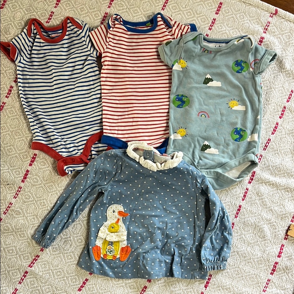 Set of Baby Boden Bodysuits and Top with Duck Design